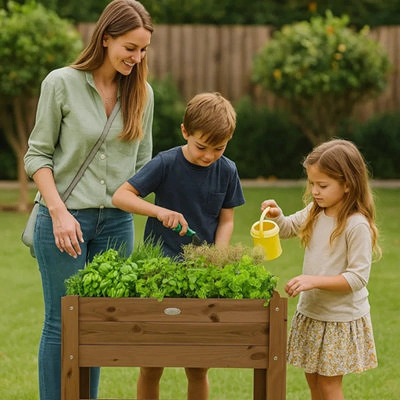 Image of idooka Garden Raised Planter Wooden Outdoor Bed Box Container Flowers Plant Pots & Planters Brown unisex