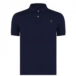 Image of Gant Pique Polo Shirt - Navy 433