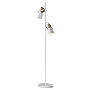 Image of Gerik Task Floor Lamp White, Aged Brass Paint