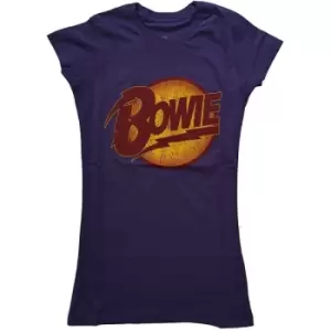 Image of David Bowie - Vintage Diamond Dogs Logo Ladies Large T-Shirt - Purple
