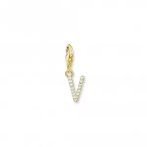 Image of Charmista Gold Plated Zirconia Letter V Charm Pendant 1985-414-14