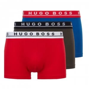 Image of Hugo Boss 3 Pack Logo Boxer Trunks Red/Blue/Khaki Size M Men