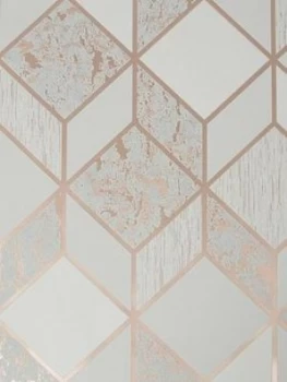 Image of Superfresco Vittorio Geo Grey/Rose Gold Wallpaper