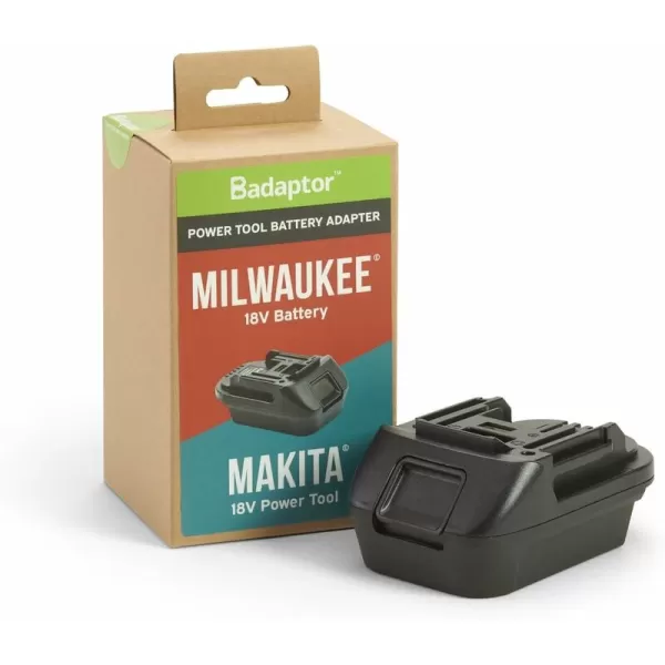 Image of Badaptor 18V battery adapter converts MilWaukee batteries compatible with Makita - Black