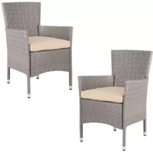 Image of Casaria - Poly Rattan Chairs Garden Outdoor Patio Furniture Dining Seat Terrace Seating Wicker Stackable Lightweight Cream