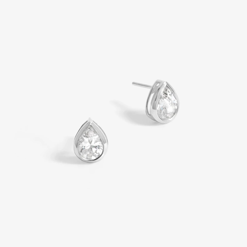 Image of Simply Silver Sterling Silver 925 CZ Large Pear Drop Studs Stud Earrings One Size Silver 40121011000