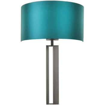 Image of Merano Lighting - Merano Macerata Wall Lamp Brushed Bronze Plate & Teal Satin Fabric