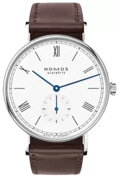 Image of Nomos Glashutte Watch Ludwig 38 White Enamel Sapphire Crystal