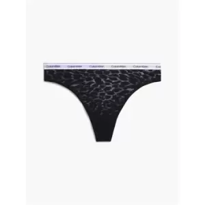 Image of Calvin Klein Calvin Modern Cotton Lace Thong - Black