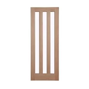 Image of Vertical 3 panel Oak veneer Internal Door H1981mm W762mm