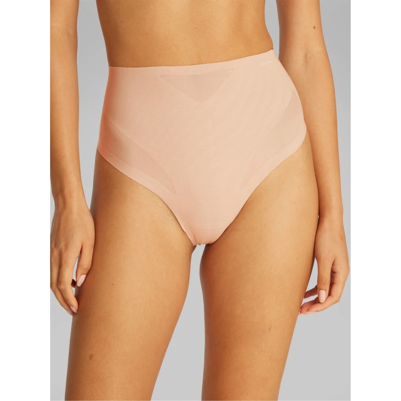 Image of Calvin Klein Womens Sculpted Firm Mesh Thong Shapewear Cedar female 8 (XS)
