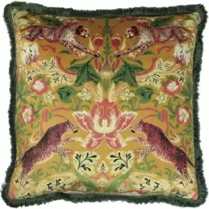 Image of Paoletti Bexley Tropical Cushion Cover (One Size) (Mustard Yellow) - Mustard Yellow