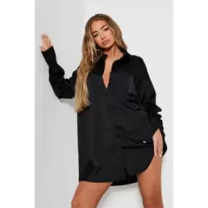 Image of I Saw It First Oversized Satin Shirt - Black