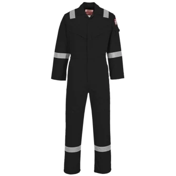 Image of Portwest - FR28BKRM - sz M Flame Resistant Light Weight Anti-Static Coverall 280g - Black