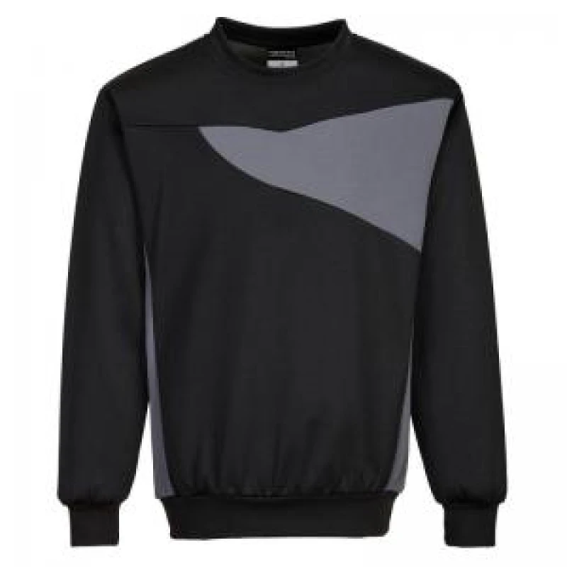 Image of Portwest PW2 Mens Sweatshirt PW273BZRL Colour: Black / Zoom Grey