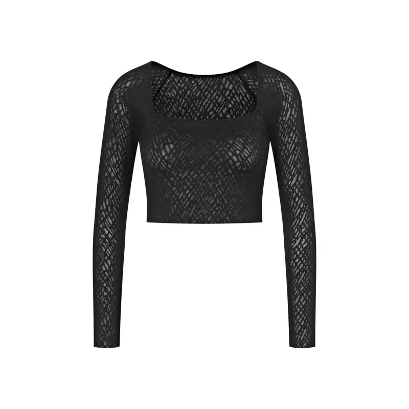 Image of Sloggi Zero Feel Bliss Crop Top with Long Sleeves Black Women S;M;L