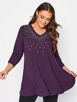 Image of Yours Stud Swing Top Purple, Purple, Size 16, Women