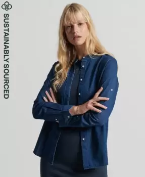 Image of Superdry Organic Cotton Chambray Grandad Shirt