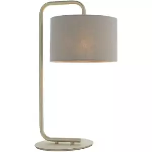 Image of Merano Carrara Table Lamp Satin Champagne Paint & Slate Grey Fabric