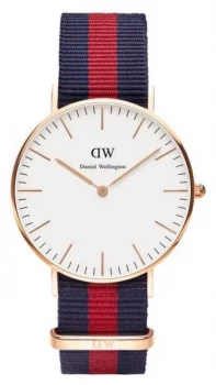Image of Daniel Wellington Unisex Classic Oxford 36mm Rose Gold Blue Watch