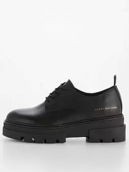 Image of Tommy Hilfiger Leather Lace Up Shoe - Black, Size 36, Women