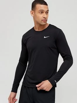 Image of Nike Run Dri-FIT Miler Long Sleeve T-Shirt - Black Size M Men