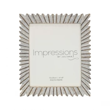 Image of 6" x 8" - IMPRESSIONS Sunburst White & Gold Resin Frame