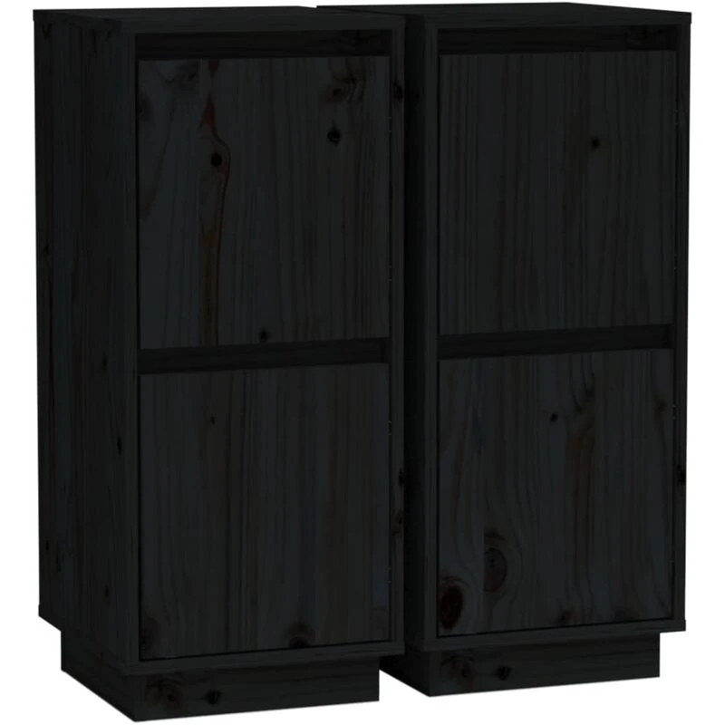 Image of VIDAXL Sideboards 2 pcs Black 31.5x34x75cm Solid Wood Pine Vidaxl 8720286842157