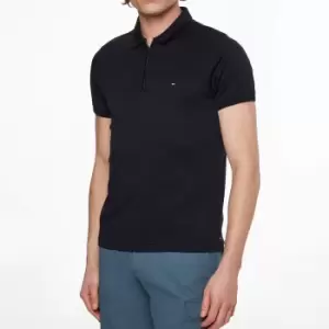 Image of Tommy Hilfiger Mens Zip Interlock Slim Polo Shirt - Desert Sky - M