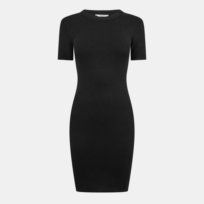 Image of Jack Wills Travel Rib Dress Women Black 09 female 6 (2XS)