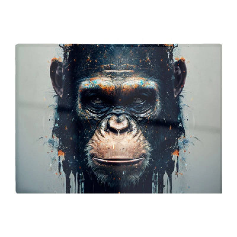 Image of Warren Reed Designer Gorilla Face Splashart Glass Chopping Board