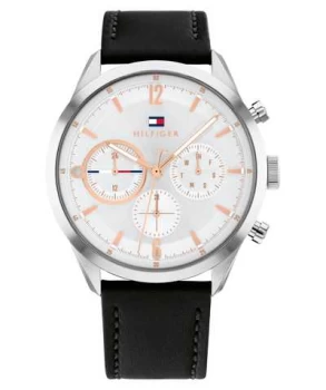 Image of Tommy Hilfiger 1791941 Mens Matthew White Dial Black Watch