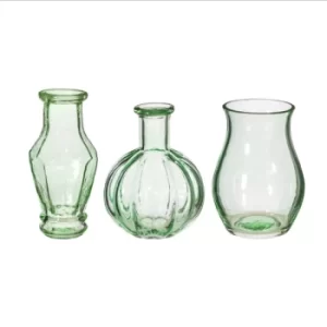 Image of Recycled Glass Vintage Bud Vase Pale Green (Set Of 3)