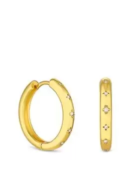 Image of Inicio 14K Gold Plated Recycled Large Celestial Hoop Earrings Gift Pouch