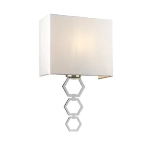 Image of Ria Medium 1 Light Wall Light, Polished Chrome, Ivory Faux Silk Shade