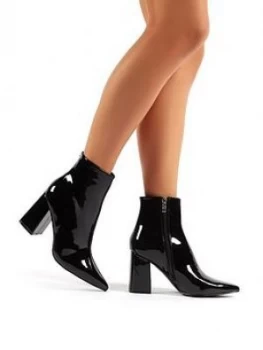 Image of Public Desire Empire Wide Fit Ankle Boots - Black Patent, Size 8, Women