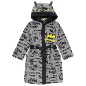 Image of Batman Boys Fluffy Robe (9-10 Years) (Grey/Black/Yellow)