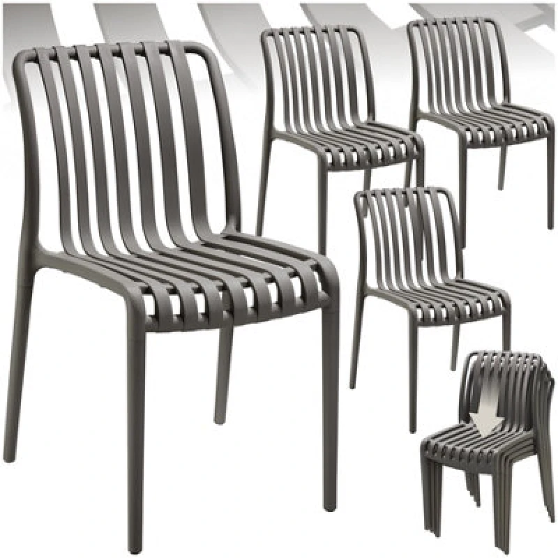 Image of Tectake Garden Chairs Alcudia - Durable, Stackable And Weather-Resistant - Anthracite - Set Of 4
