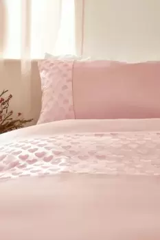 Image of Embossed Velvet Heart Duvet Cover Pillowcase Bedding Set