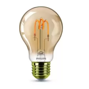 Image of Philips 2.3W Vintage Gold LED E27 GLS Spiral Filament - Amber Warm White - 929001391901