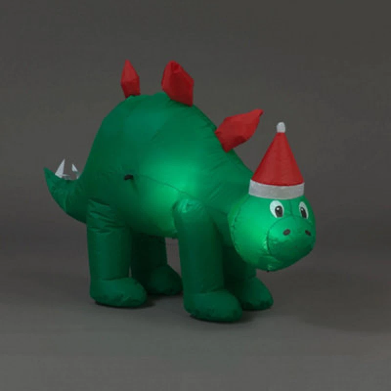 Image of Snowtime Inflatable Christmas Green Glowing Dinosaur - 107Cm Tall With Warm White Lights
