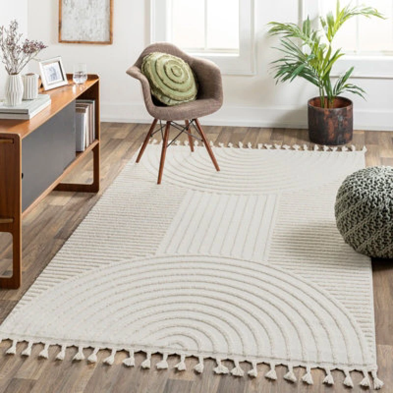 Image of Livabliss Scandi Geometric High Pile Ivory Matilda Area Rug 140 X 200 Cm - Easy Care, Non Shedding, Ideal For Living Room & Bedroom