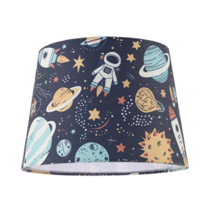 Image of Happy Homewares Space Themed Childrens Lamp Shade With Rockets Planets And Astronauts