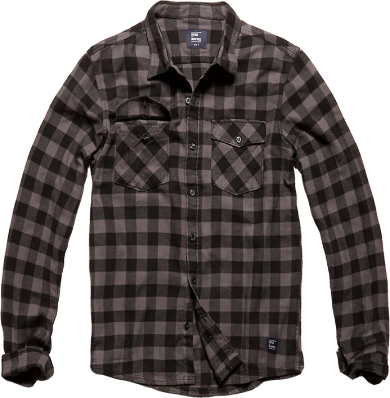 Image of Vintage Industries Harley Shirt Flanel Shirt charcoal Black XL Men