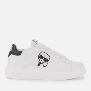 Image of Karl Lagerfeld Mens Kapri Karl Ikonic 3D Lace Leather Trainers - White - UK 9