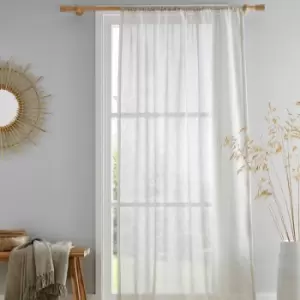Image of Kayla Textured Slub Slot Top Voile Curtain Panel, Natural, 55 x 90" - Drift Home