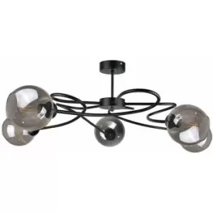 Image of Keter Blom Multi Arm Semi Flush Ceiling Light Black, 65cm, 5x E27