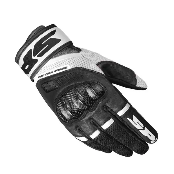 Image of Spidi Power Carbon Lady Gloves Black White Size S