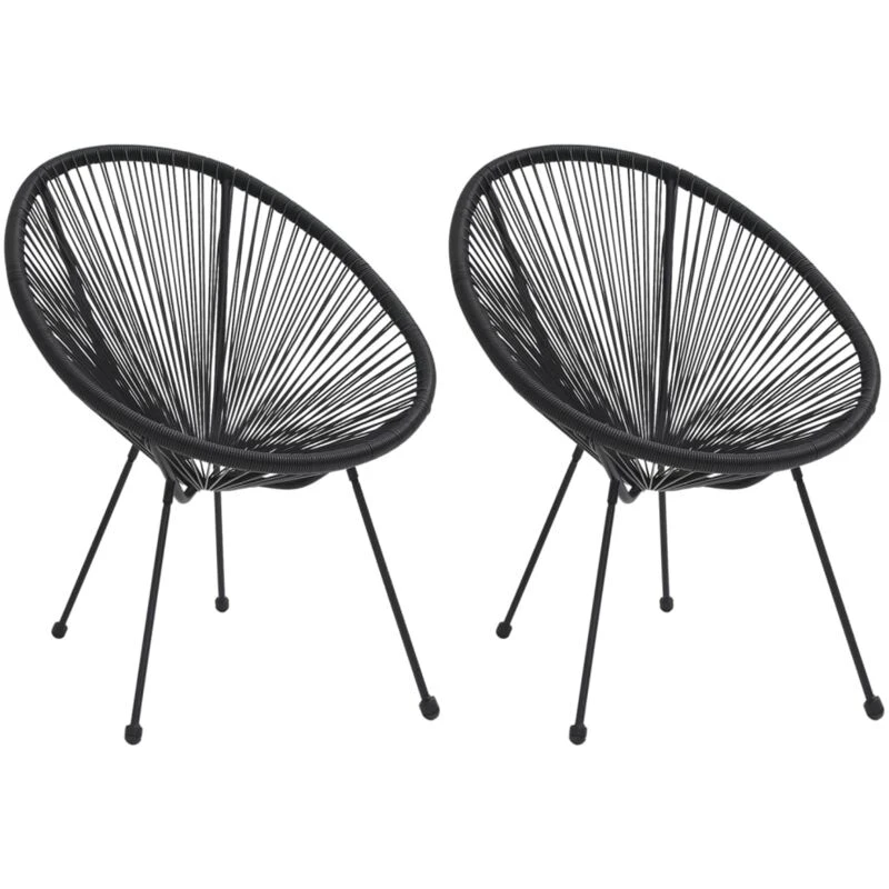 Image of VIDAXL Garden Moon Chairs 2 pcs Rattan Black Vidaxl 8720286090268