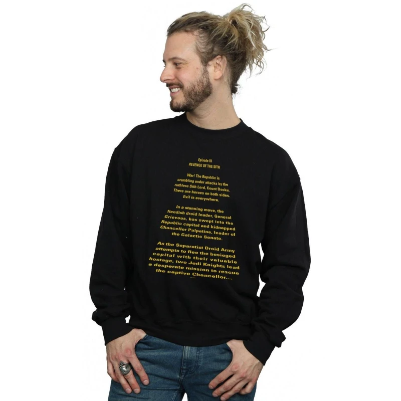 Image of Star Wars Star Wars Men Revenge Of The Sith Opening Crawl Sweatshirt in Black Size: Small Black S Male 5059114765829